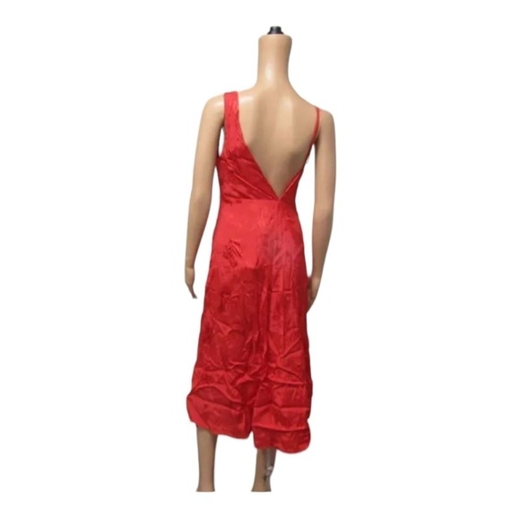 NWT FOR LOVE AND LEMONS Ilana Red Asymmetric High Slit Midi Dress XL - Picture 14 of 15